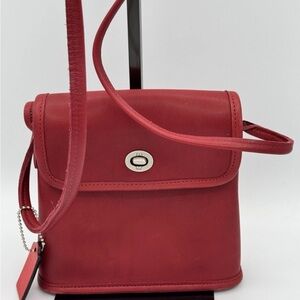 Coach Vintage Red Tango Flap Leather Small Crossbody Shoulder Bag